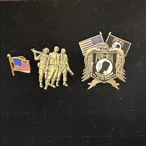 Patriotic Military lapel or hat Pins Set